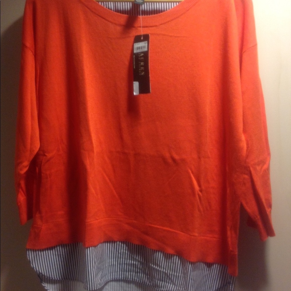 Ralph Lauren layered sweater, orange, long sleeves